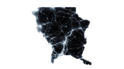 Canvas Print - A minimalist black-and-white state map of Florida showing major roads and coastlines