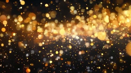 Poster - golden bokeh lights on dark background festive holiday celebration heme smooth pan animation video