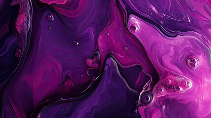 Poster - Deep purples and magentas flow together in a rich, abstract fluid art pattern, full of depth and movement.