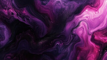 Poster - Deep purples and magentas flow together in a rich, abstract fluid art pattern, full of depth and movement.