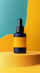 Wall Mural - A bottle of perfume is on a yellow surface