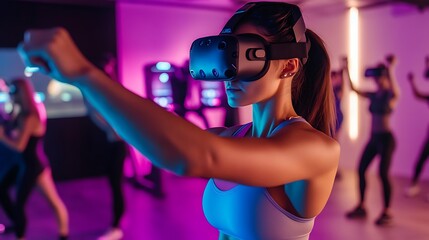Poster - high-tech virtual reality museum with ai-generated exhibits and interactive historical displays