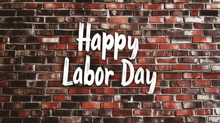 Wall Mural - Vibrant Happy Labor Day Message on a Brick Wall