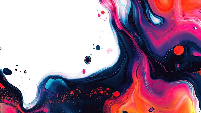 Bold and colorful fluid art with a blank area on the right for text