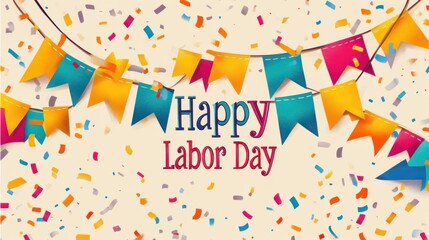 Wall Mural - Vibrant Labor Day Celebration with Colorful Decorations and Confetti