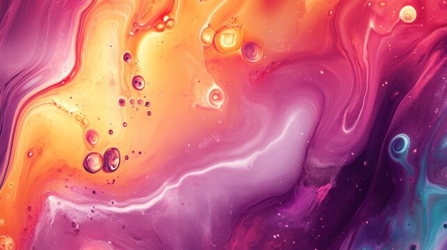 Energetic abstract fluid art with intense colors and a spacious area for text
