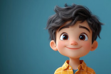 Portrait happy boy avatar, funny facial expression, 3d style cartoon character