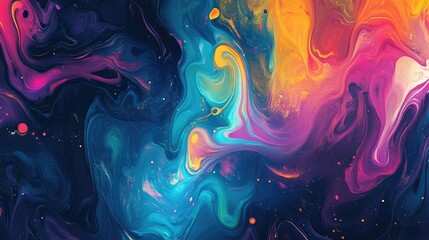 Poster - Vibrant, dynamic fluid art with a blank area at the top for text