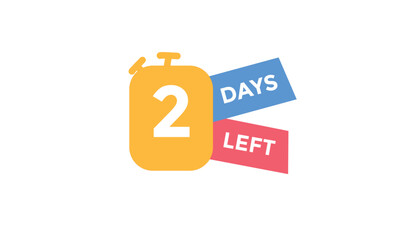 2 days left Countdown number banner templates. time icon. Vector Illustration 
