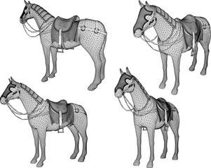 Vector sketch illustration of horse animal design for travel on meadow