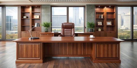 Executive desk with high-quality wood finish and spacious design, executive, desk, wood, finish, spacious, design