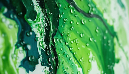 Wall Mural - water drops on green background