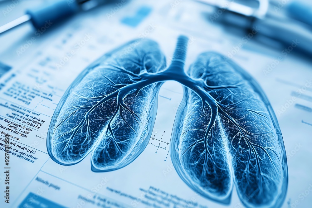 Detailed illustration of human lungs with veins, showcasing respiratory ...