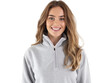 © TimeaPeter - Ash Grey  Zip Sweatshirt Worn by Smiling Woman