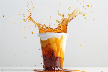 A glass of coke splashes