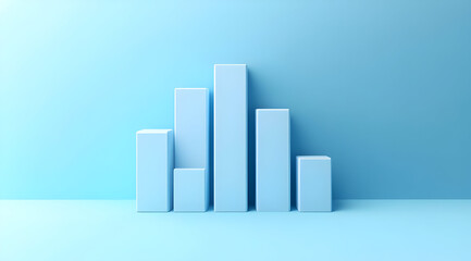 Poster - A modern blue bar chart on a light blue background representing data analysis and business growth trends.