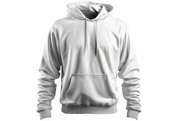 Blank white hoodie sweatshirt long sleeve front and back view mockup with clipping path, hoody for design mockup for print, isolated on grey background, 3d rendering