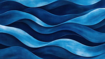 Poster - Abstract blue waves pattern creating a serene ocean-like effect in a modern design