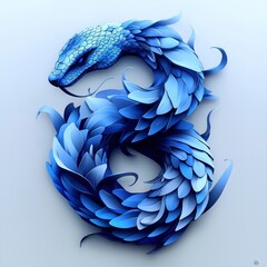 Wall Mural - Blue Snake Made of Paper Flowers