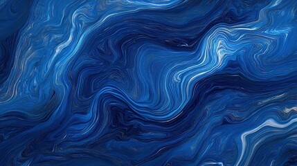 Poster - Abstract swirling blue patterns resembling ocean waves under soft lighting
