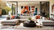 © Subhan - a living room with a large sectional sofa