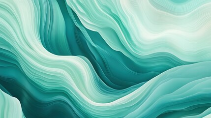 Poster - Abstract turquoise wave texture created with fluid lines in a soothing color palette