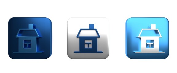 Fototapete - Colorful House icon isolated on white background. Home symbol. Square button. 3D render illustration