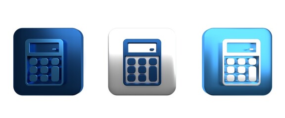 Fototapete - Colorful Calculator icon isolated on white background. Accounting symbol. Business calculations mathematics education and finance. Square button. 3D render illustration