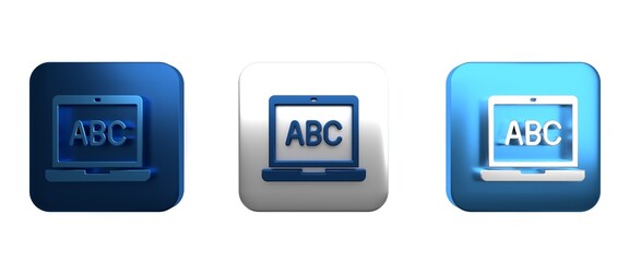 Fototapete - Colorful Laptop icon isolated on white background. Computer notebook with empty screen sign. Square button. 3D render illustration