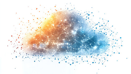 Poster - Abstract cloud illustration with interconnected dots and lines, showcasing technology and data visualization concepts.
