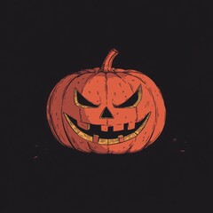 Poster - A scary Jack-o'-lantern with a wide, toothy grin, outlined against a black background.