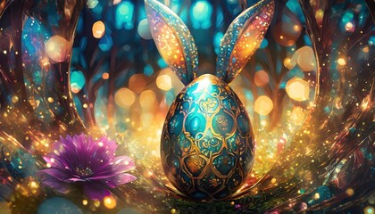 Canvas Print - easter eggs and bunny