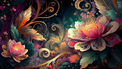 Wall Mural - abstract floral background