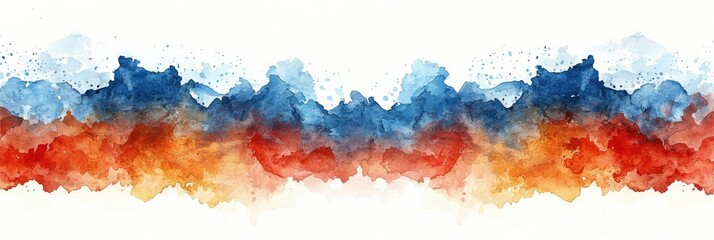 Canvas Print - Abstract Watercolor Background with Blue and Orange Hues