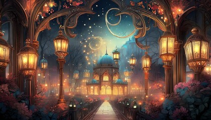 Wall Mural - mosque at night