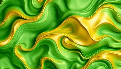 Wall Mural - isolated contemporary fluid ripple motif in emerald and amber on transparent background