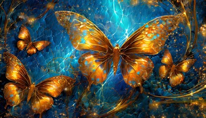 Wall Mural - background with butterflies