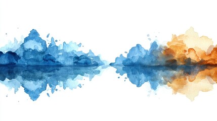 Sticker - Abstract Watercolor Landscape with Blue and Brown Colors