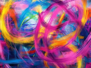 Canvas Print - Abstract colorful strokes of paint create a vibrant, textured artwork.