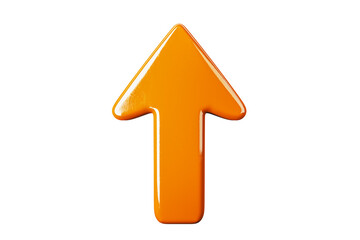 Fototapete - An orange upward-pointing arrow isolated on a white background. 3D Rendering. Represents direction, uptrend, or progress concept