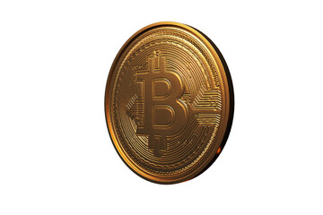 Aufkleber - Golden Bitcoin coin isolated on a white background. 3D rendering of cryptocurrency concept. Clean and detailed design element