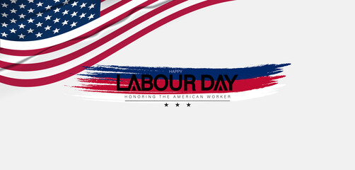 Wall Mural - American flag-themed Labor Day background with text, emphasizing the importance of workers' rights and achievements