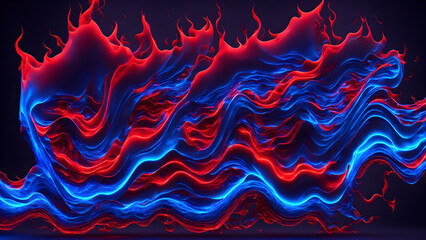 Electric blue and neon red flames background 3d wallpaper