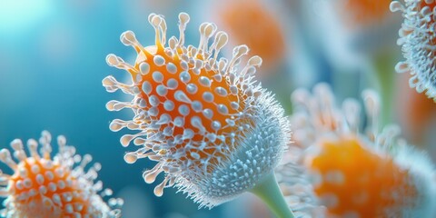 Wall Mural - render a 3d microscopic scene of a pollen grain