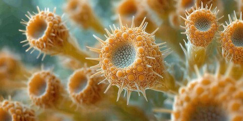 Wall Mural - render a 3d microscopic scene of a pollen grain