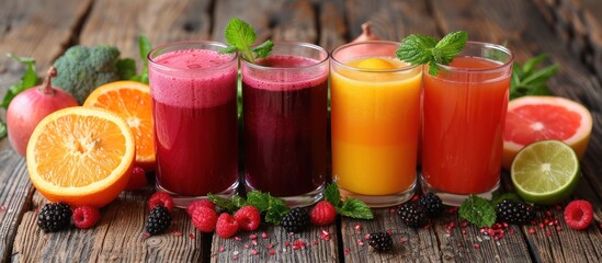 Canvas Print - Assortment of Freshly Squeezed Fruit Juices