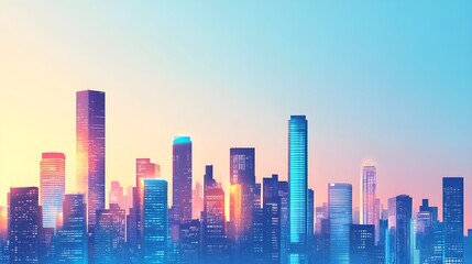 Wall Mural - City Skyline at Sunset with Vibrant Colors