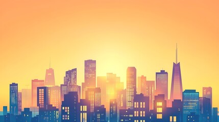 Canvas Print - Cityscape Silhouette Sunset Urban Background Design