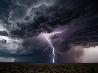 Wall Mural - lightning over the sea,storm over the sea,lightning in the desert