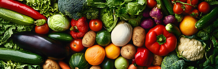 Canvas Print - Food background with assortment of fresh organic vegetables